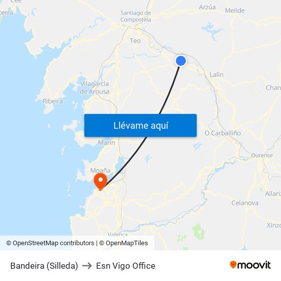 Bandeira (Silleda) to Esn Vigo Office map