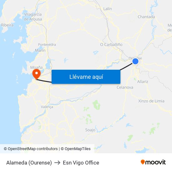 Alameda (Ourense) to Esn Vigo Office map