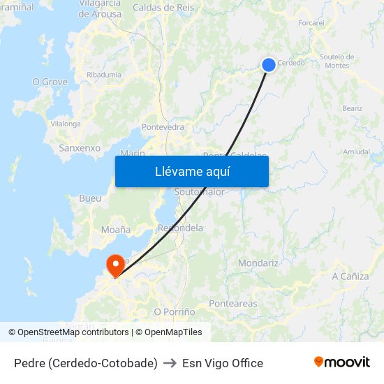 Pedre (Cerdedo-Cotobade) to Esn Vigo Office map