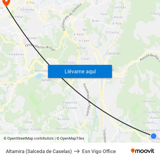 Altamira (Salceda de Caselas) to Esn Vigo Office map