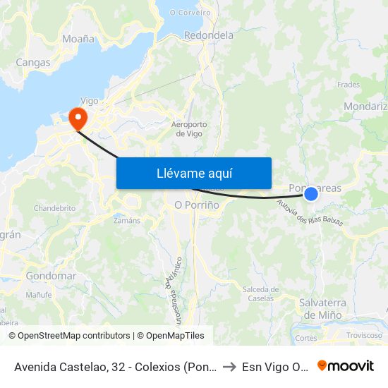 Avenida Castelao, 32 - Colexios (Ponteareas) to Esn Vigo Office map