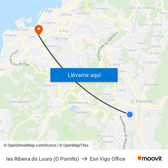 Ies Ribeira do Louro (O Porriño) to Esn Vigo Office map