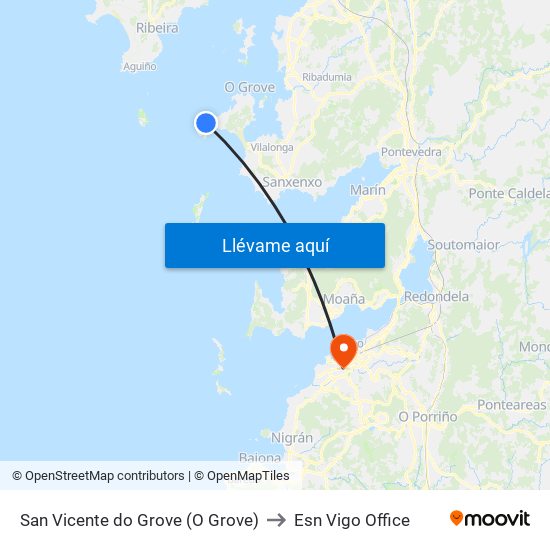 San Vicente do Grove (O Grove) to Esn Vigo Office map