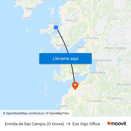 Ermida de San Campio (O Grove) to Esn Vigo Office map