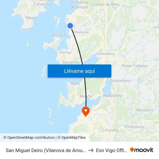 San Miguel Deiro (Vilanova de Arousa) to Esn Vigo Office map