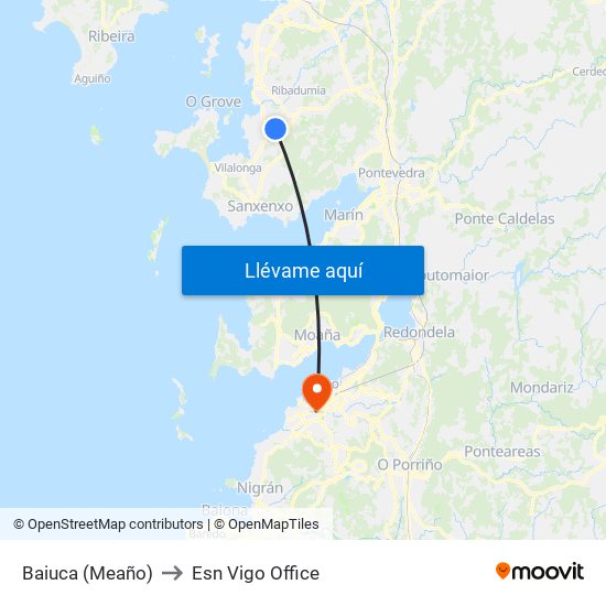 Baiuca (Meaño) to Esn Vigo Office map