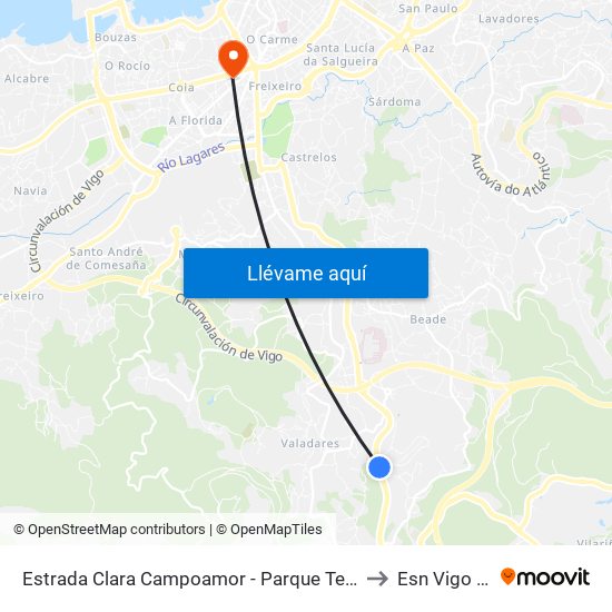 Estrada Clara Campoamor - Parque Tecnolóxico (Vigo) to Esn Vigo Office map
