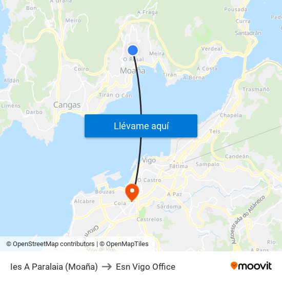 Ies A Paralaia (Moaña) to Esn Vigo Office map