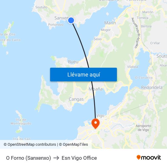 O Forno (Sanxenxo) to Esn Vigo Office map