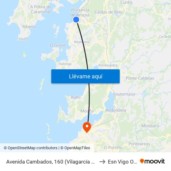 Avenida Cambados, 160 (Vilagarcía de Arousa) to Esn Vigo Office map