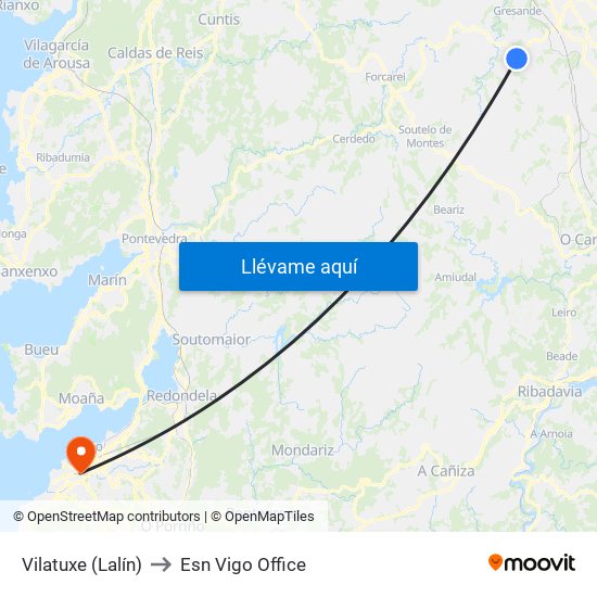 Vilatuxe (Lalín) to Esn Vigo Office map