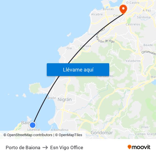 Porto de Baiona to Esn Vigo Office map