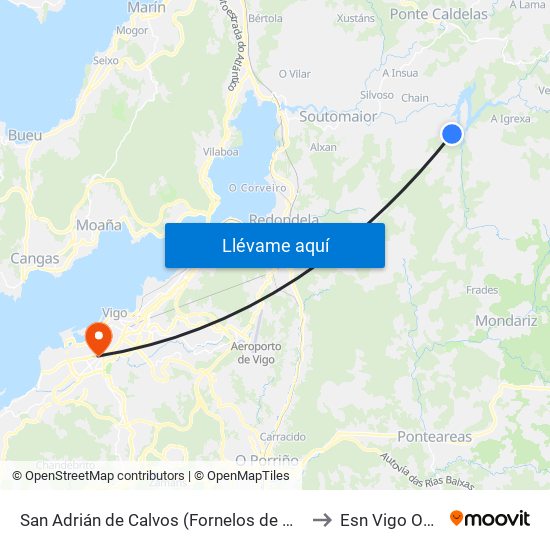 San Adrián de Calvos (Fornelos de Montes) to Esn Vigo Office map