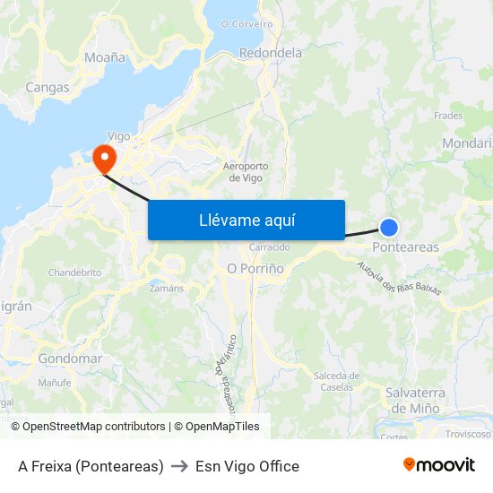 A Freixa (Ponteareas) to Esn Vigo Office map
