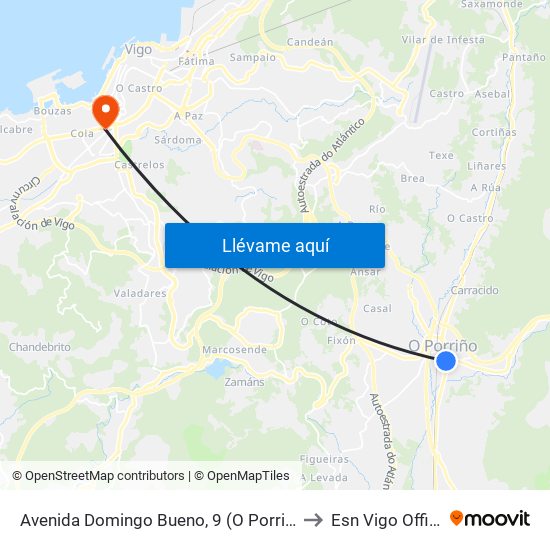 Avenida Domingo Bueno, 9 (O Porriño) to Esn Vigo Office map