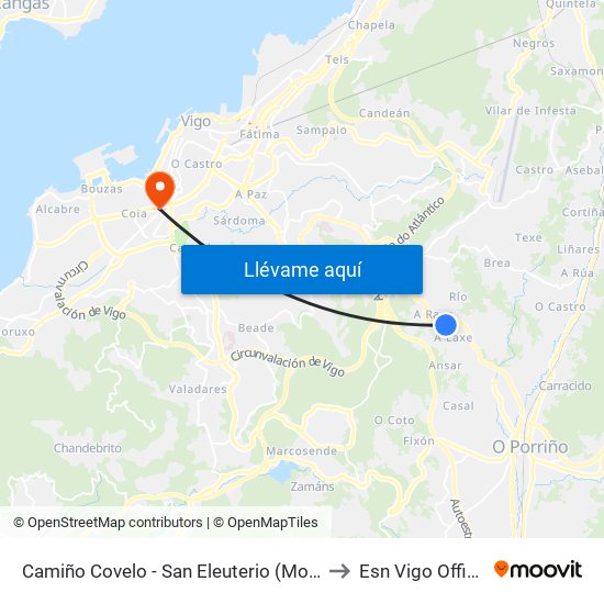 Camiño Covelo - San Eleuterio (Mos) to Esn Vigo Office map