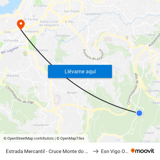 Estrada Mercantil - Cruce Monte do Coto (Mos) to Esn Vigo Office map