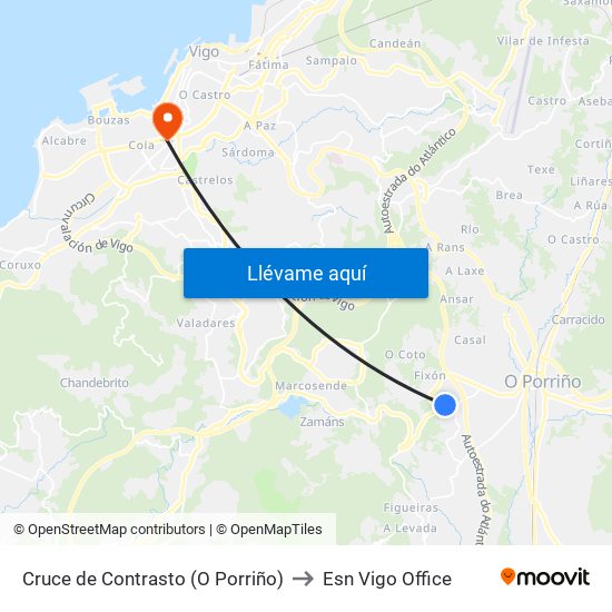 Cruce de Contrasto (O Porriño) to Esn Vigo Office map