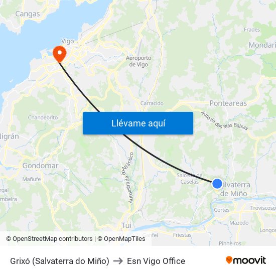 Grixó (Salvaterra do Miño) to Esn Vigo Office map
