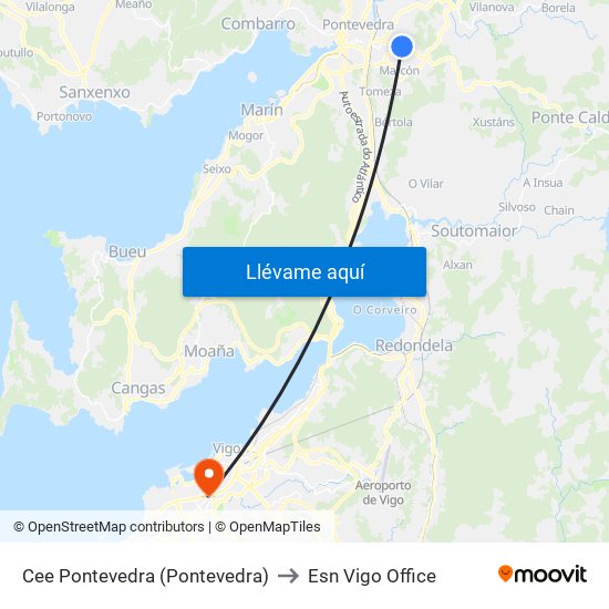 Cee Pontevedra (Pontevedra) to Esn Vigo Office map