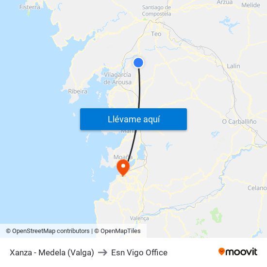 Xanza - Medela (Valga) to Esn Vigo Office map