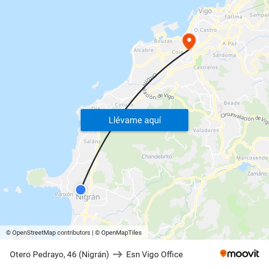 Otero Pedrayo, 46 (Nigrán) to Esn Vigo Office map