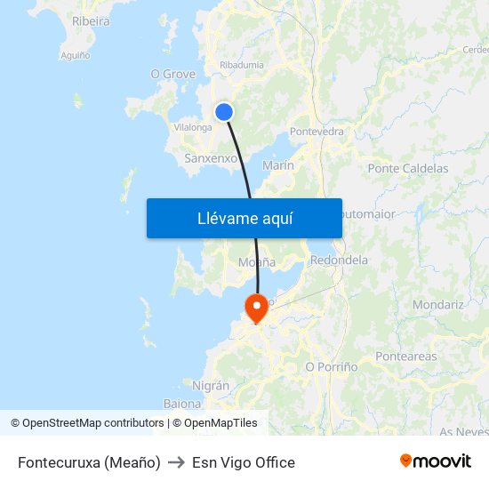 Fontecuruxa (Meaño) to Esn Vigo Office map