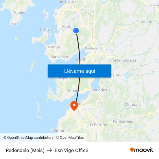 Redondelo (Meis) to Esn Vigo Office map