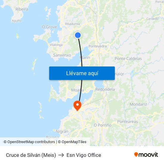 Cruce de Silván (Meis) to Esn Vigo Office map