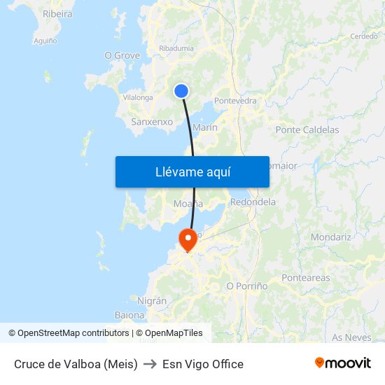 Cruce de Valboa (Meis) to Esn Vigo Office map
