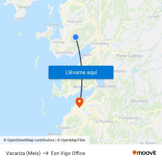 Vacariza (Meis) to Esn Vigo Office map