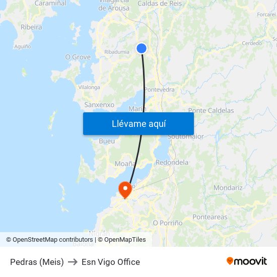 Pedras (Meis) to Esn Vigo Office map