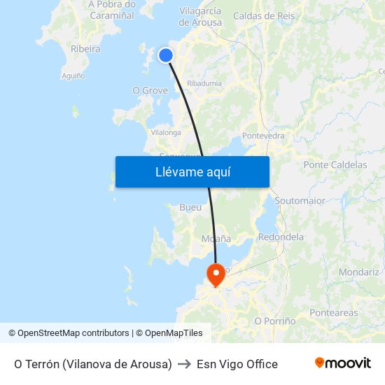 O Terrón (Vilanova de Arousa) to Esn Vigo Office map