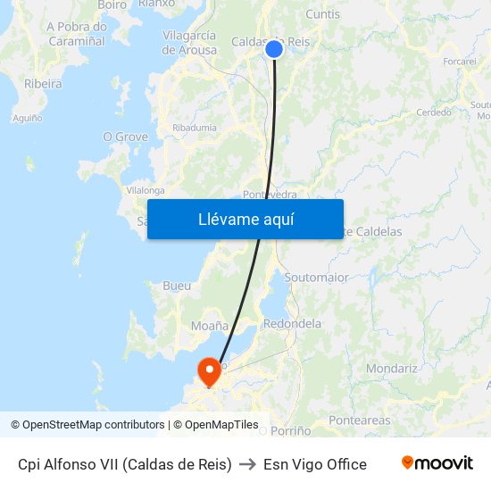 Cpi Alfonso VII (Caldas de Reis) to Esn Vigo Office map