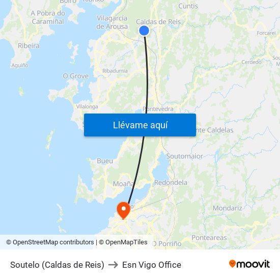 Soutelo (Caldas de Reis) to Esn Vigo Office map