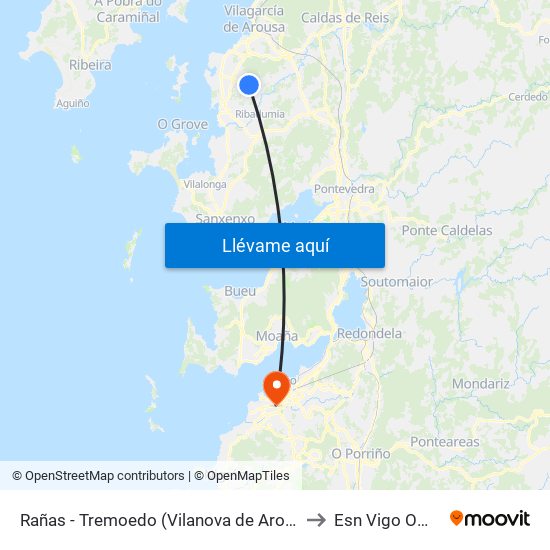 Rañas - Tremoedo (Vilanova de Arousa) to Esn Vigo Office map