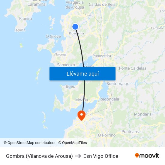 Gombra (Vilanova de Arousa) to Esn Vigo Office map
