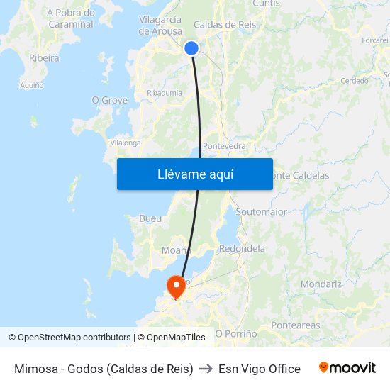 Mimosa - Godos (Caldas de Reis) to Esn Vigo Office map