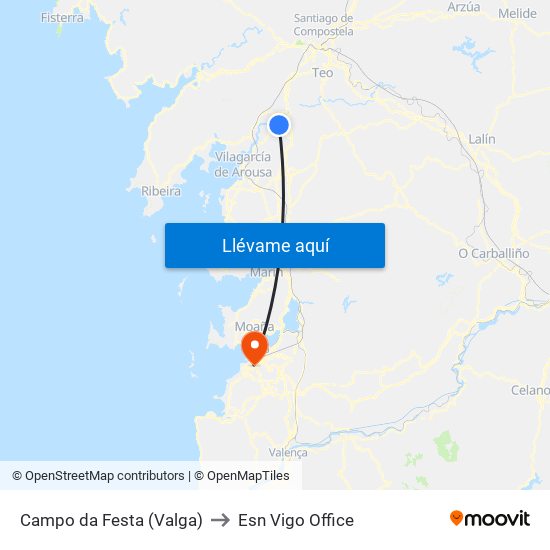 Campo da Festa (Valga) to Esn Vigo Office map