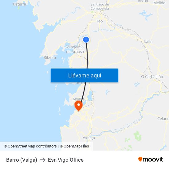 Barro (Valga) to Esn Vigo Office map