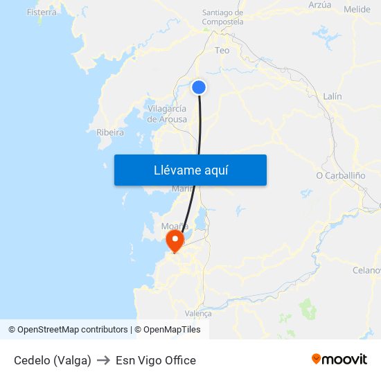 Cedelo (Valga) to Esn Vigo Office map