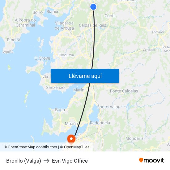 Bronllo (Valga) to Esn Vigo Office map
