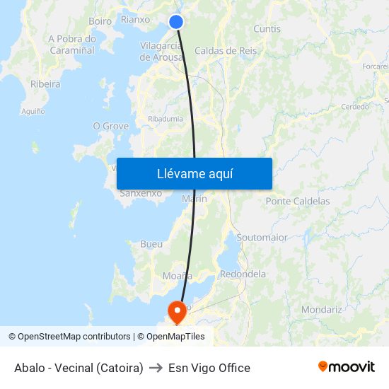 Abalo - Vecinal (Catoira) to Esn Vigo Office map