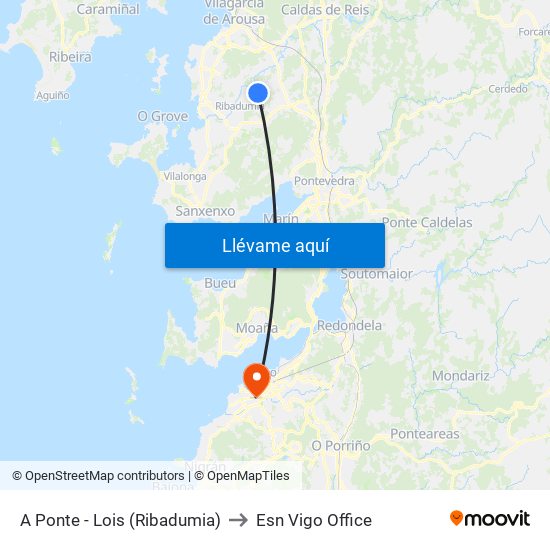 A Ponte - Lois (Ribadumia) to Esn Vigo Office map