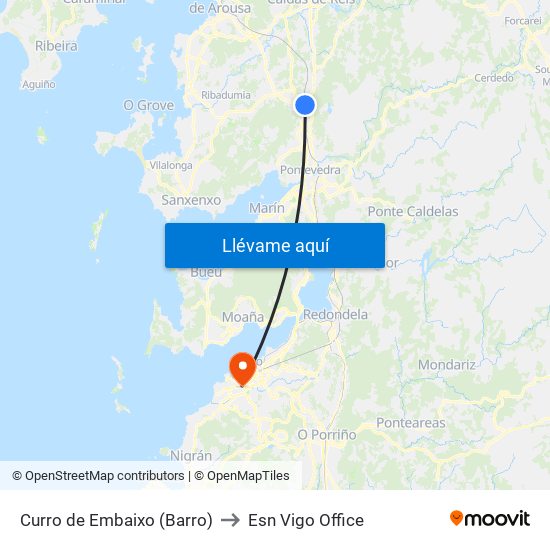 Curro de Embaixo (Barro) to Esn Vigo Office map