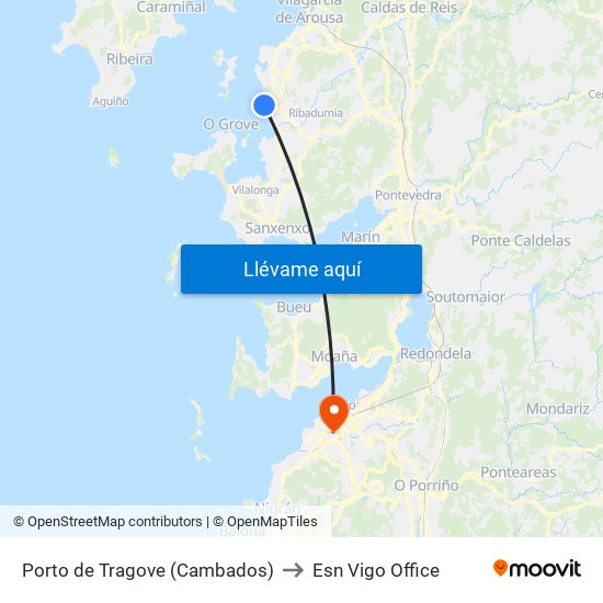 Porto de Tragove (Cambados) to Esn Vigo Office map