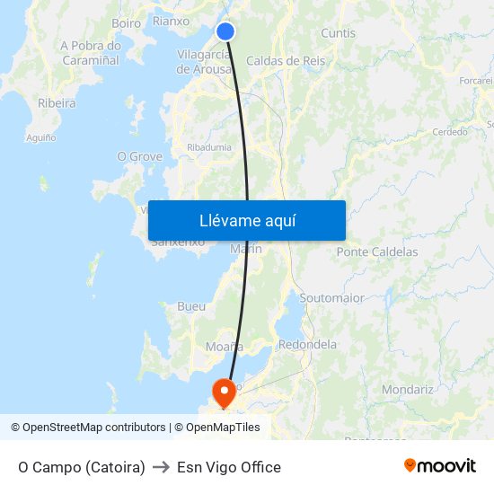 O Campo (Catoira) to Esn Vigo Office map