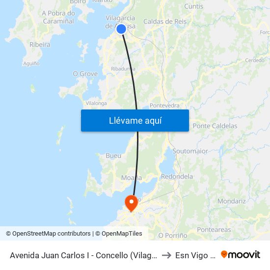 Avenida Juan Carlos I - Concello (Vilagarcía de Arousa) to Esn Vigo Office map