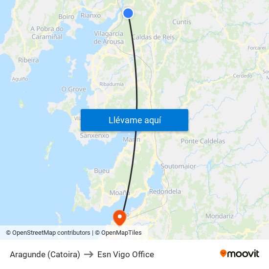 Aragunde (Catoira) to Esn Vigo Office map