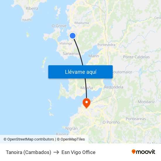 Tanoira (Cambados) to Esn Vigo Office map
